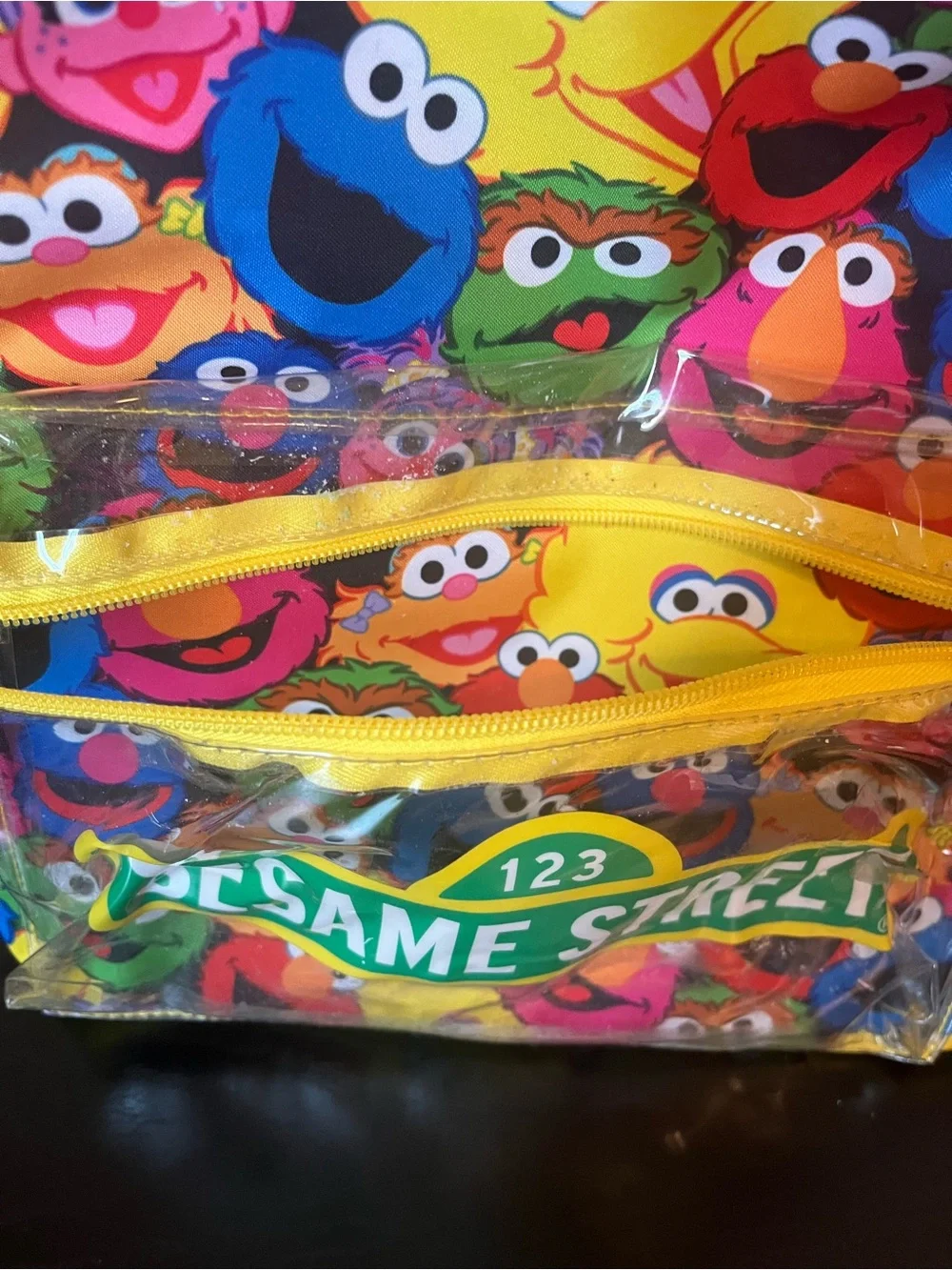 Sesame Street Multicolor Character Kids Backpack with Yellow Trim